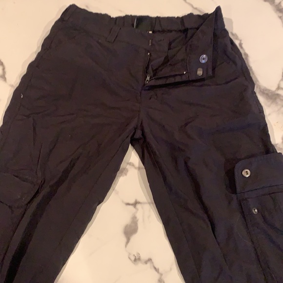 These are black cargo pants from ninth hall. size small, comfortable ,100% nylon - Picture 5 of 5